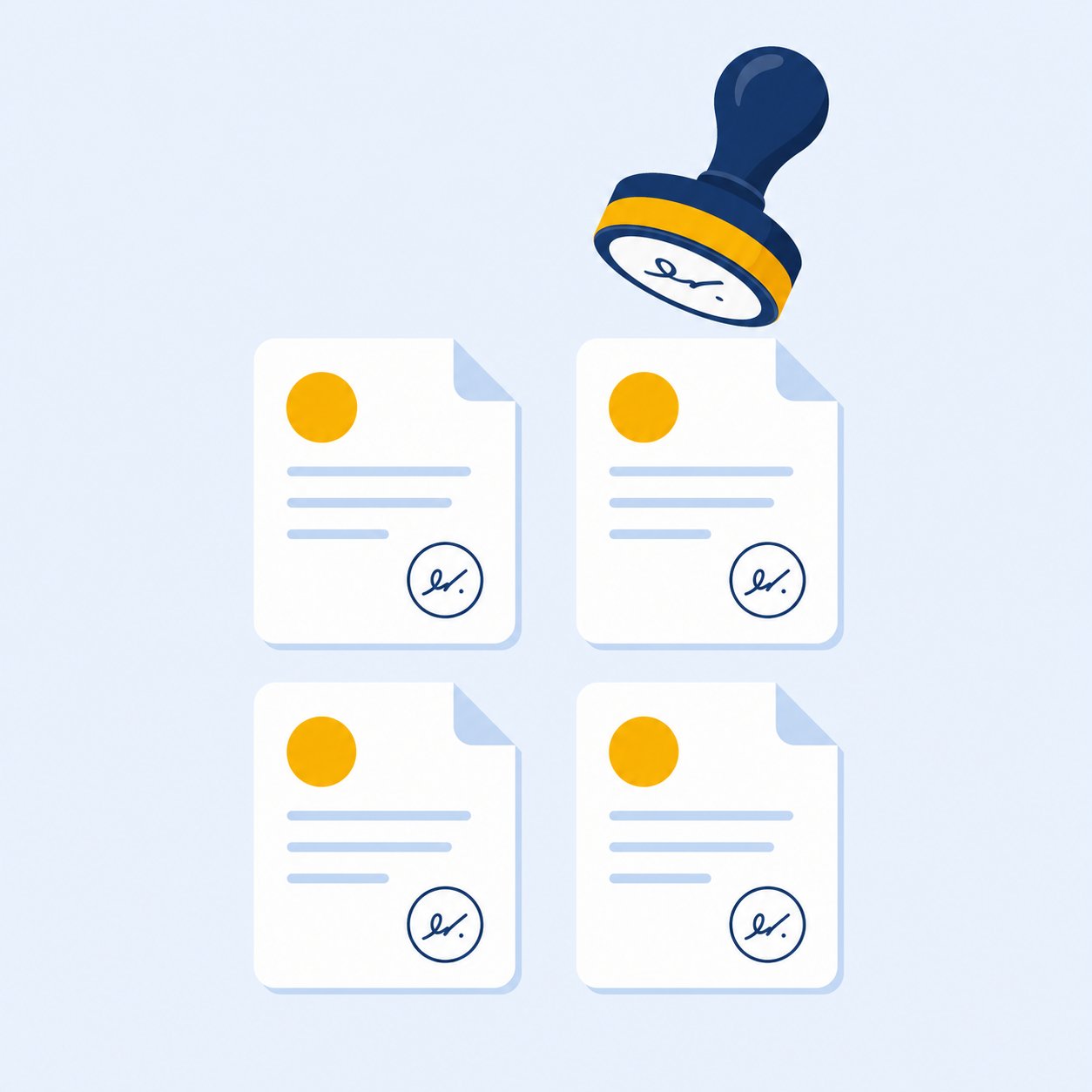 Matching documents stamped with the same signature template
