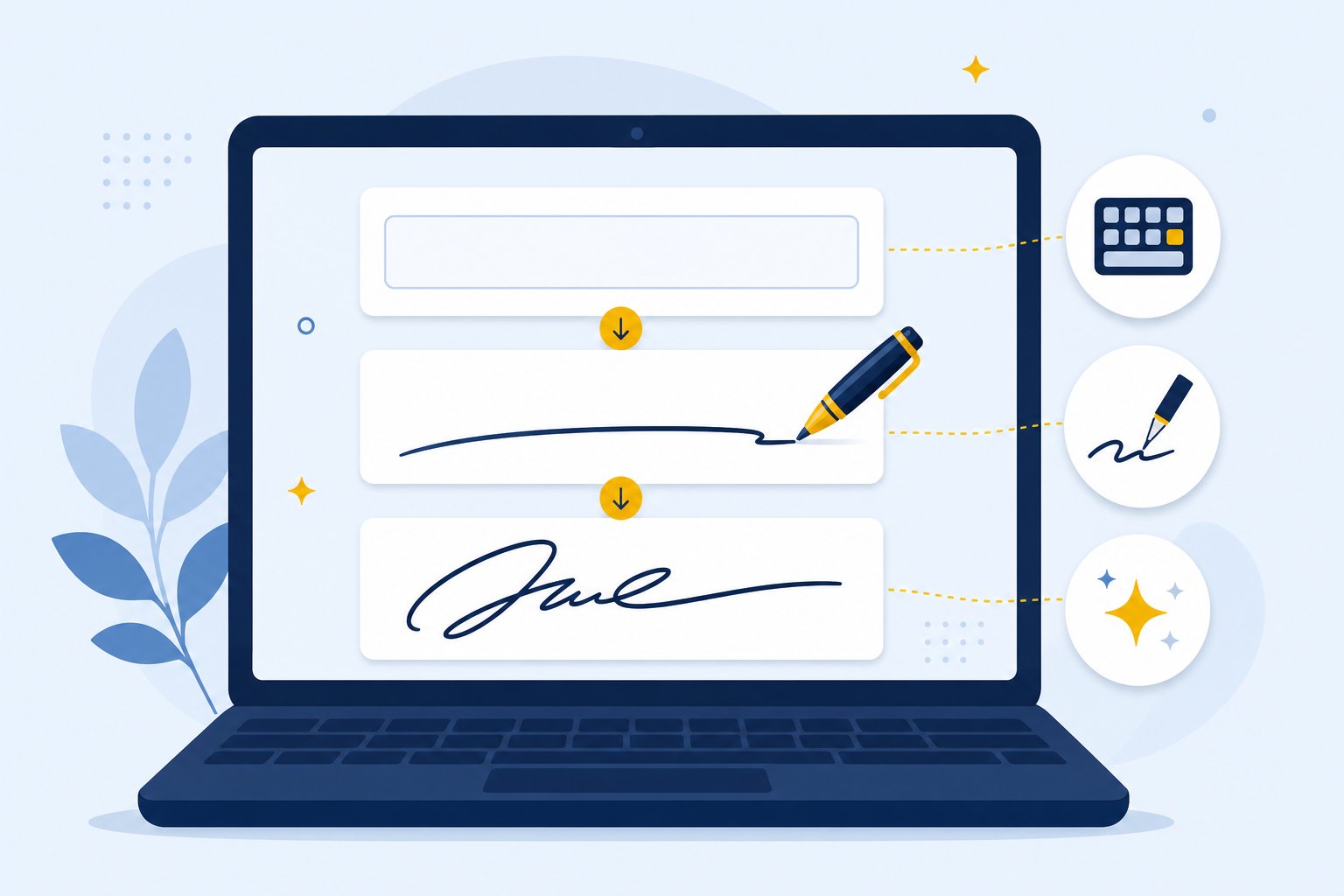A typed name turning into a reusable signature in an online generator