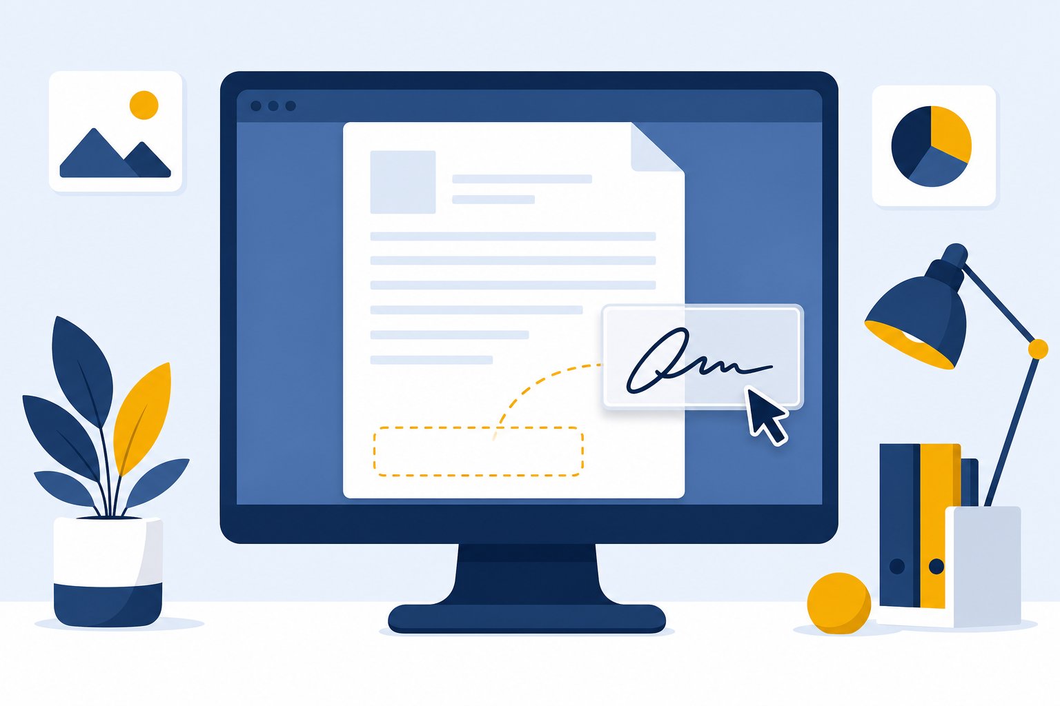 A signature image being placed onto the signature line of an online document