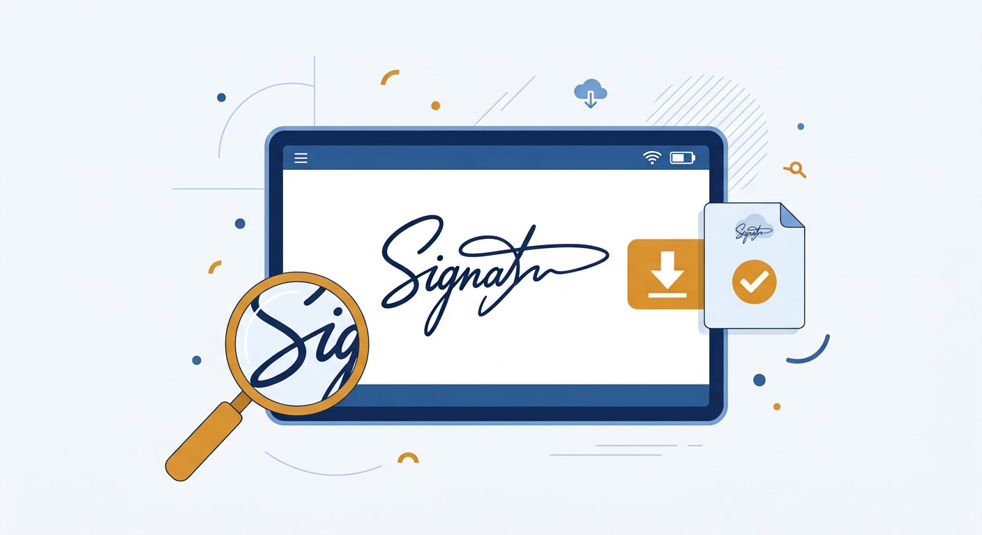 Downloading and saving a finished vector signature file to a device