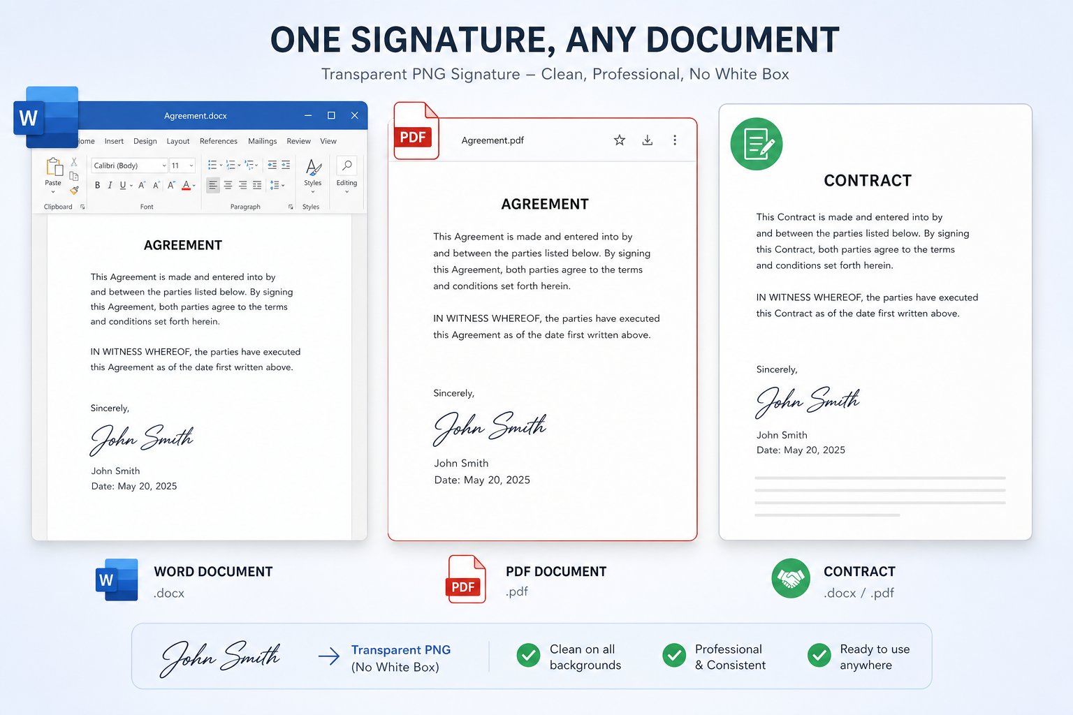 Transparent signature used on documents